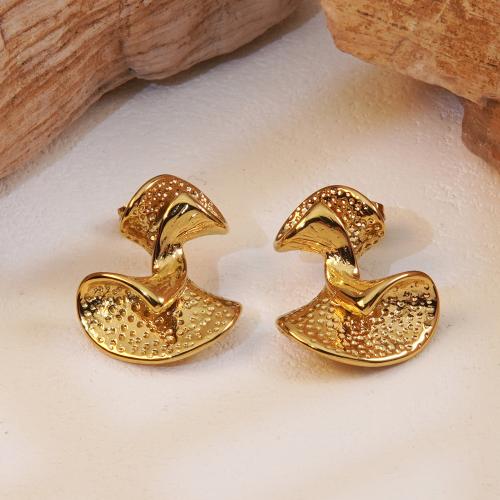 Stainless Steel Stud Earrings, 304 Stainless Steel, plated, fashion jewelry & for woman, golden, Sold By Pair