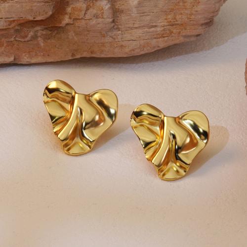 Stainless Steel Stud Earrings, 304 Stainless Steel, plated, fashion jewelry & for woman, golden, Sold By Pair