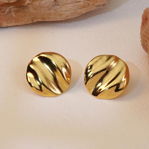 Stainless Steel Stud Earrings, 304 Stainless Steel, plated, fashion jewelry & for woman, golden, Sold By Pair