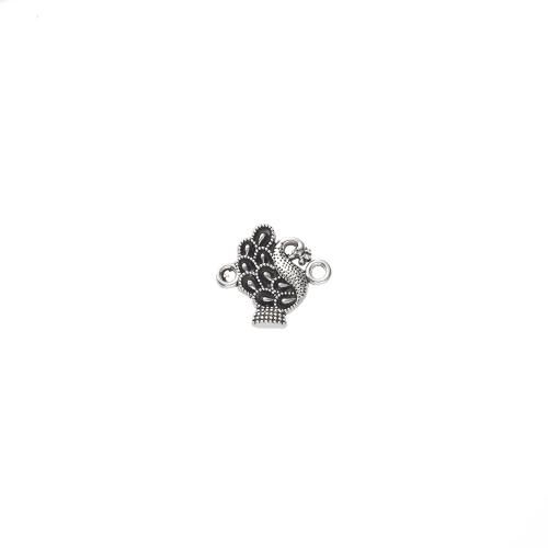 Animal Tibetan Style Connector, Peacock, antique silver color plated, DIY & 1/1 loop, 19x3x17mm, 1000/G, Sold By G