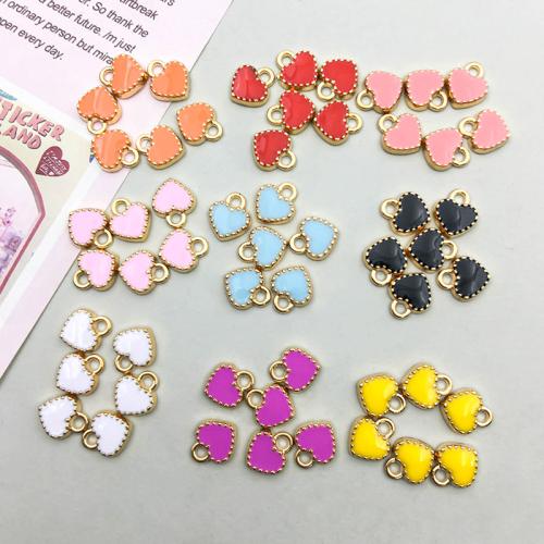 Tibetan Style Enamel Pendants, Heart, gold color plated, DIY, more colors for choice, 8x9mm, 100PCs/Bag, Sold By Bag