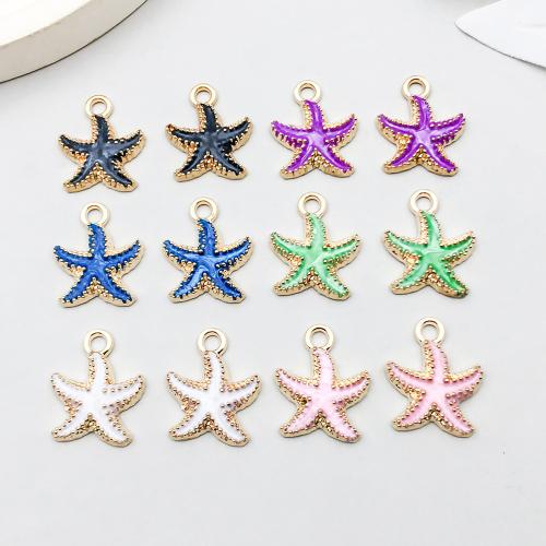 Tibetan Style Enamel Pendants, Starfish, gold color plated, DIY, more colors for choice, 15x18mm, Sold By Bag