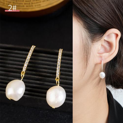 laiton Boucle d'oreille goutte, avec perle de plastique, Placage, styles différents pour le choix & pour femme & émail & avec strass, earring length 10-50mm, Vendu par paire