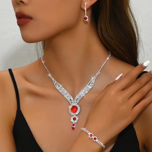 Rhinestone Jewelry Set, with Tibetan Style, plated, different styles for choice & for woman, Sold By Set