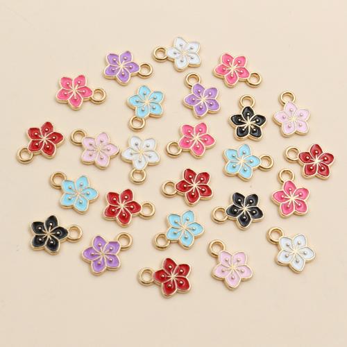 Tibetan Style Enamel Pendants, Flower, plated, DIY, more colors for choice, nickel, lead & cadmium free, 11x9mm, Approx 100PCs/Bag, Sold By Bag