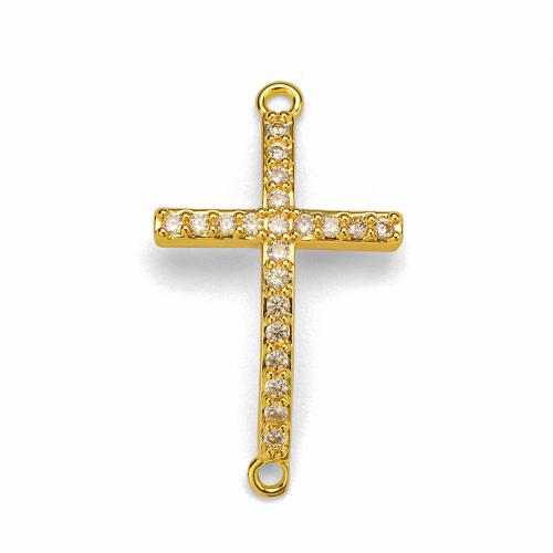 Zircon cubique Micro Pave laiton Connecteur, Placage de couleur d'or, DIY & styles différents pour le choix & pavé de micro zircon & boucle de 1/1, plus de couleurs à choisir, protéger l'environnement, sans nickel, plomb et cadmium, Vendu par PC