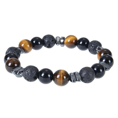 Pierre de Noir-Magnetic bracelet, avec Pierre naturelle, différents matériaux pour le choix & unisexe, plus de couleurs à choisir, Longueur:6.6-8.5 pouce, Vendu par PC