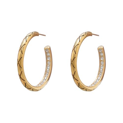 Boucles d'oreilles en laiton zircon cubique pavent, Placage de couleur d'or, bijoux de mode & pavé de micro zircon, doré, protéger l'environnement, sans nickel, plomb et cadmium, 4x37mm, Vendu par paire