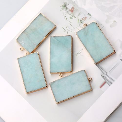 Bijoux Pendentifs en pierres gemmes, Amazonite, avec laiton, DIY, bleu, 32x54mm, Vendu par PC