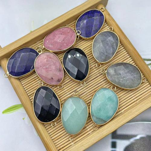 Gemstone Pendants Jewelry, Natural Stone, with Brass, DIY & different materials for choice, more colors for choice, 22x38mm, Sold By PC