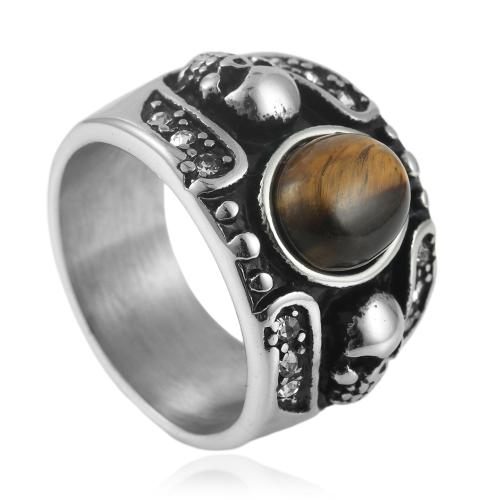 Stainless Steel Finger Ring, 304 Stainless Steel, with Natural Stone, polished, different materials for choice & different size for choice & for man, original color, wide:17.5mm, Sold By PC