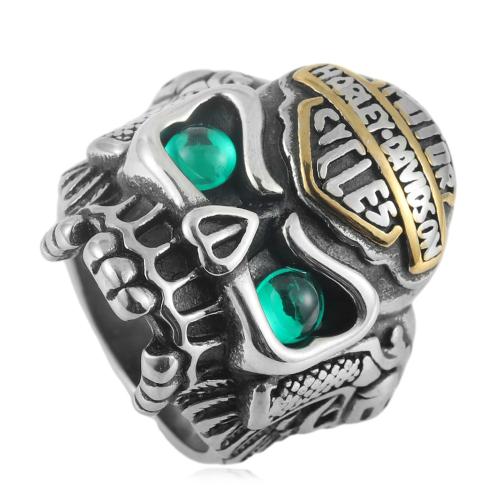 Bague en acier inoxydable zircons cubiques, Acier inoxydable 316, avec zircon cubique, crane, poli, bijoux de mode & normes différentes pour le choix & pour homme, plus de couleurs à choisir, Vendu par PC