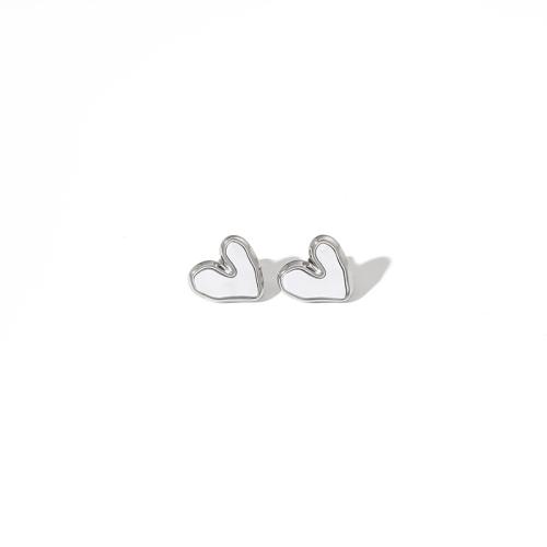 Stainless Steel Stud Earrings, 304 Stainless Steel, Heart, plated, fashion jewelry & for woman & enamel, more colors for choice, Sold By Pair