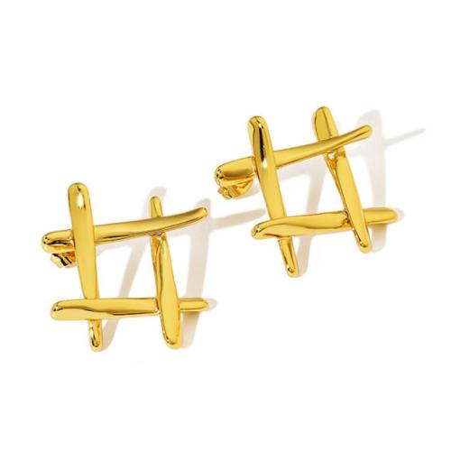 Pendientes de Acero Inoxidable, acero inoxidable 304, 18K chapado en oro, Joyería & para mujer & hueco, Vendido por Par