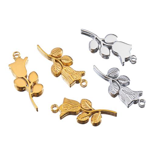 Stainless Steel Flower Pendant, 304 Stainless Steel, plated, DIY, more colors for choice, 5PCs/Bag, Sold By Bag