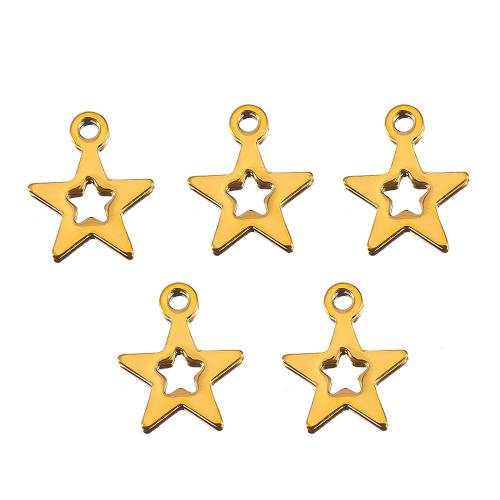 Stainless Steel Pendants, 304 Stainless Steel, Star, plated, DIY & hollow, golden, 20PCs/Bag, Sold By Bag