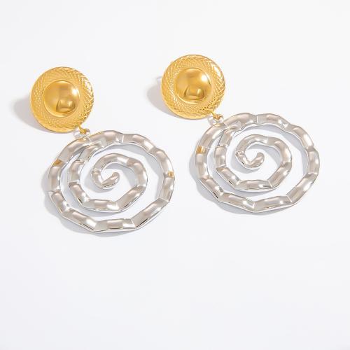 Glass Cabochons, 304 Stainless Steel, Round, 18K gold plated, fashion jewelry & for woman & hollow, Sold By Pair