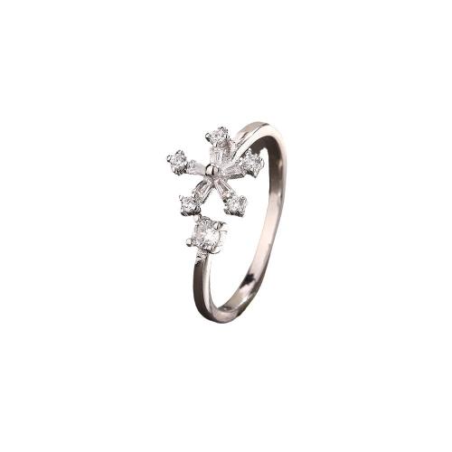 Cubic Zirconia Micro Pave Brass Ring, petals, plated, micro pave cubic zirconia & for woman, platinum color, Sold By PC