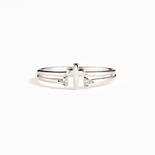 Cúbicos Circonia Micro Pave anillo de latón, metal, chapado, micro arcilla de zirconia cúbica & para mujer, color de platina, Vendido por UD