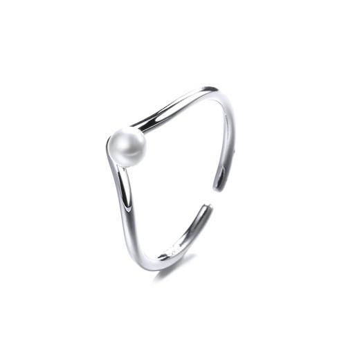 Brass Finger Ring, with Plastic Pearl, plated, for woman, more colors for choice, Sold By PC