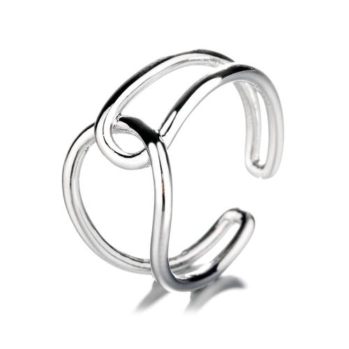 Brass Finger Ring, plated, for woman, platinum color, Sold By PC