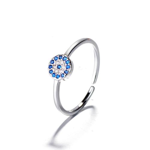 Cubique anneau en laiton Circonia Micro Pave, Placage, pavé de micro zircon & pour femme, couleur platine, Vendu par PC