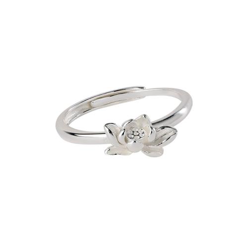 Brass Finger Ring, petals, plated, for woman, platinum color, Sold By PC