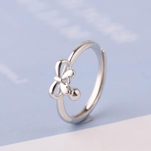 Brass Finger Ring, Bowknot, plated, for woman, platinum color, Sold By PC