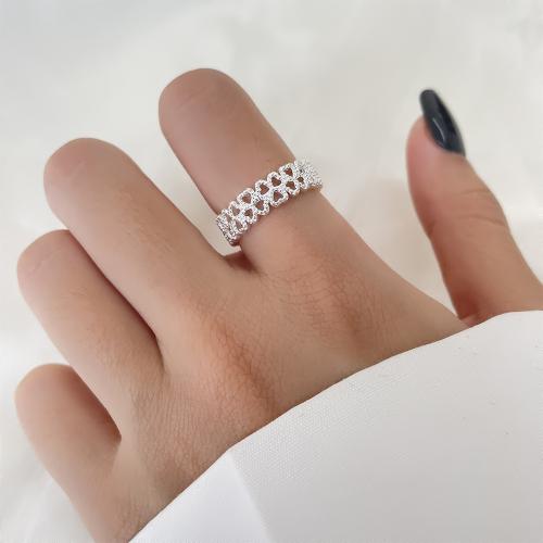 Brass Finger Ring, plated, for woman, platinum color, Sold By PC