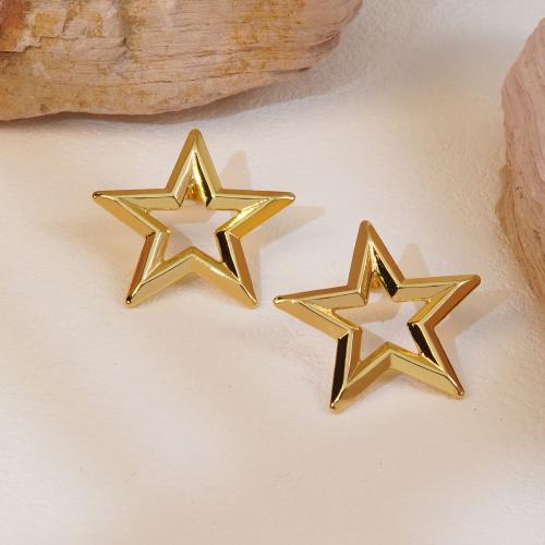 Stainless Steel Stud Earrings, 304 Stainless Steel, plated, fashion jewelry & for woman, golden, Sold By Pair