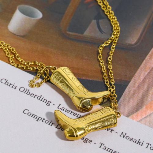 Stainless Steel Jewelry Necklace, 304 Stainless Steel, Shoes, Vacuum Ion Plating, for woman, Length:41-50 cm, Sold By PC