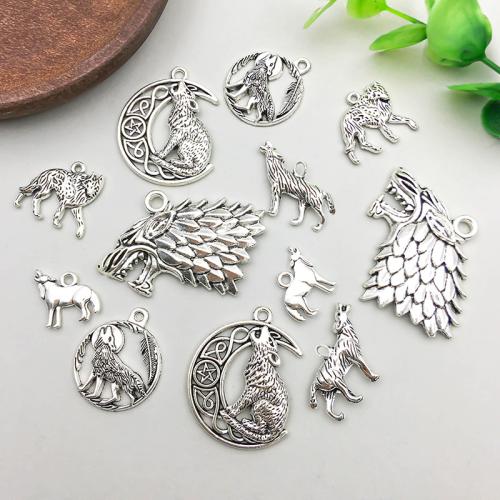 Pendentifs animaux en alliage de zinc, loup, Placage, DIY & styles différents pour le choix, plus de couleurs à choisir, 100PC/sac, Vendu par sac