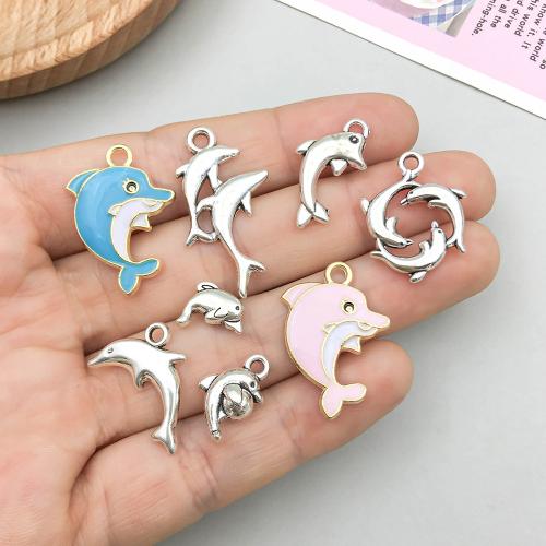 Tibetan Style Enamel Pendants, Dolphin, plated, DIY & different styles for choice, more colors for choice, 100PCs/Bag, Sold By Bag