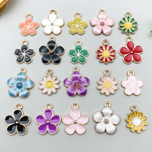 Tibetan Style émail Pendants, alliage de zinc, fleur, Placage, DIY, plus de couleurs à choisir, 100PC/sac, Vendu par sac