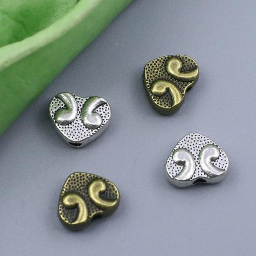 Tibetan Style Heart Beads, plated, DIY, more colors for choice, 7x9x1.75mm, 100PCs/Bag, Sold By Bag