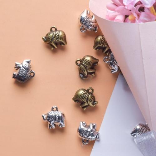 Tibetan Style Animal Pendants, Elephant, plated, DIY, more colors for choice, 11x11mm, 100PCs/Bag, Sold By Bag