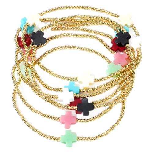 Pulseras de latón, metal, Cruces, chapado en color dorado, Joyería & para mujer, más colores para la opción, libre de níquel, plomo & cadmio, 8mm, longitud:17.5 cm, Vendido por UD