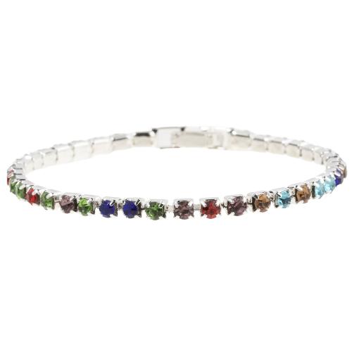 Bracelet en alliage de zinc, avec strass, Placage, bijoux de mode & pour femme, plus de couleurs à choisir, protéger l'environnement, sans nickel, plomb et cadmium, 8mm, Longueur:Environ 18 cm, Vendu par PC