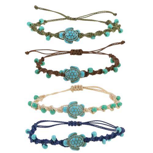 Fashion Create Wax Cord Bracelets, with turquoise & Shell, handmade, Adjustable & fashion jewelry & Unisex, more colors for choice, Length:Approx 16-26 cm, Sold By PC