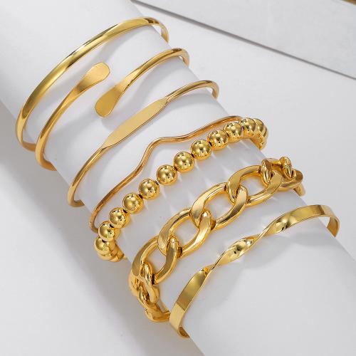 Brazalete de Aleación de Zinc, chapado en color dorado, 7 piezas & Ajustable & Joyería & para mujer, libre de níquel, plomo & cadmio, Vendido por Set