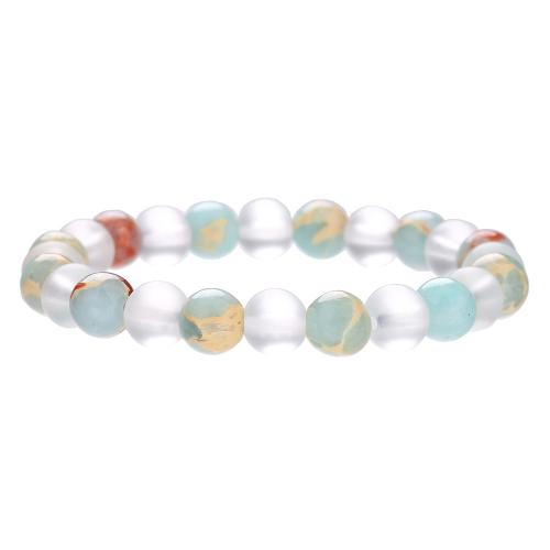 Gemstone Bracelets, Koreite, with Clear Quartz, Round, fashion jewelry & for woman, mixed colors, nickel, lead & cadmium free, 8mm, Length:Approx 18 cm, Sold By PC