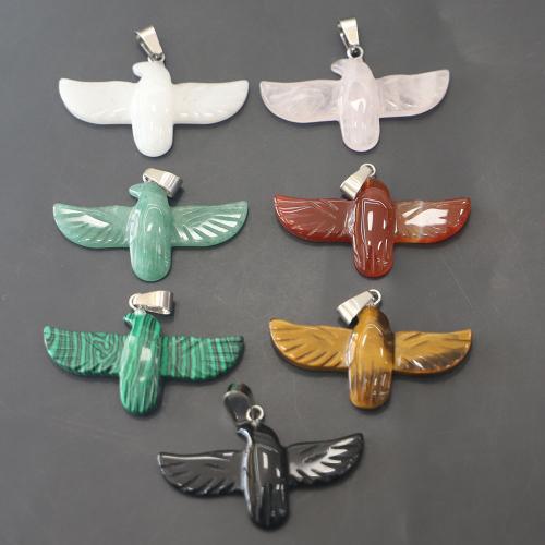 Gemstone Pendants Jewelry, Natural Stone, eagle, DIY & different materials for choice, more colors for choice, 40.50x21.50x5mm, Sold By PC