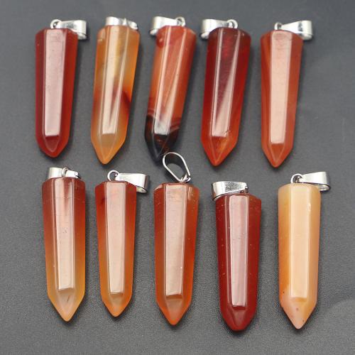 Red Agate Pendants, silver color plated, DIY, 33x10x9mm, Sold By PC