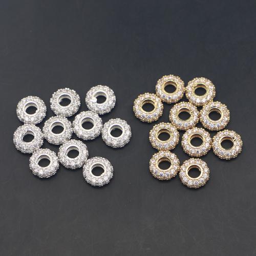 Cubic Zirconia Micro Pave Brass Beads, Round, plated, DIY & micro pave cubic zirconia, more colors for choice, nickel, lead & cadmium free, 10x4mm, Sold By PC