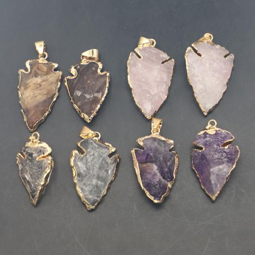 Gemstone Pendants Jewelry, Natural Stone, Rectangle, plated, DIY & different materials for choice, more colors for choice, Size: 40-25u00d725-15u00d715-6mm, Sold By PC