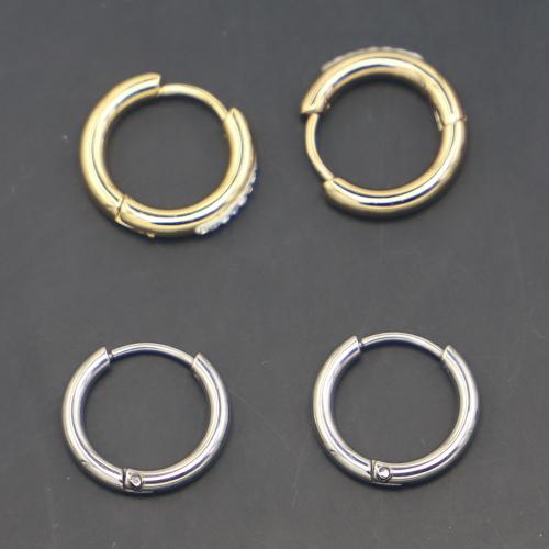 Huggie Ohrreifen, 304 Edelstahl, rund, plattiert, verschiedene Stile für Wahl & Micro pave Zirkonia & für Frau, keine, 15mm, verkauft von Paar