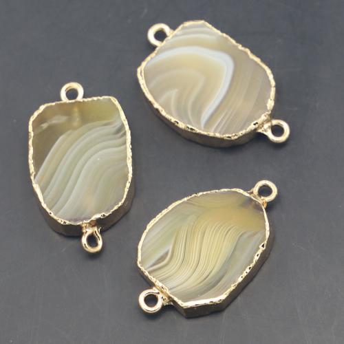 Agate Connector, Lace Agate, irregular, gold color plated, DIY & 1/1 loop, more colors for choice, 23x17x5mm, Sold By PC