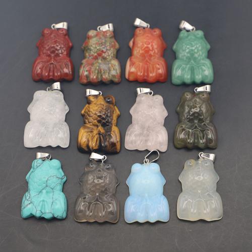 Gemstone Pendants Jewelry, Natural Stone, Goldfish, DIY & different materials for choice, more colors for choice, 33x24x8mm, Sold By PC