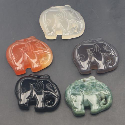 Agate Jewelry Pendants, Elephant, DIY & different materials for choice, more colors for choice, 32x26x8mm, Sold By PC