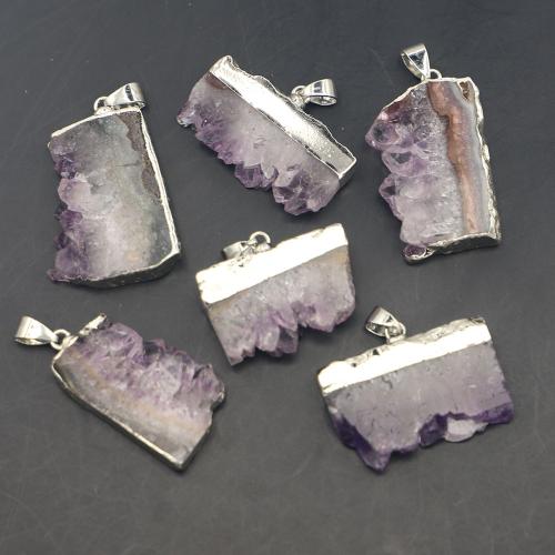 Natürlicher Quarz Anhänger, Amethyst, Unregelmäßige, DIY & verschiedene Stile für Wahl, keine, Size: 35-30mmu00d726-24mmu00d710-6mm, verkauft von PC